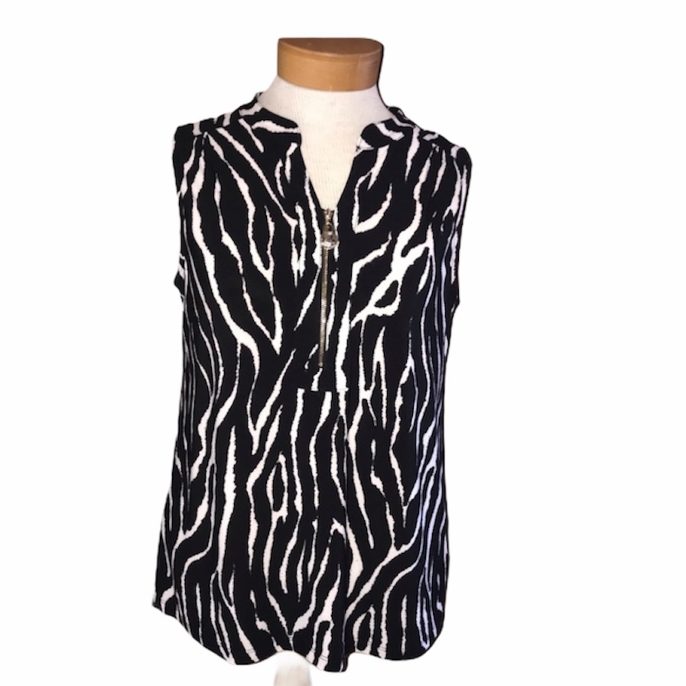 Anne Klein Sleeveless zebra print top S NWT